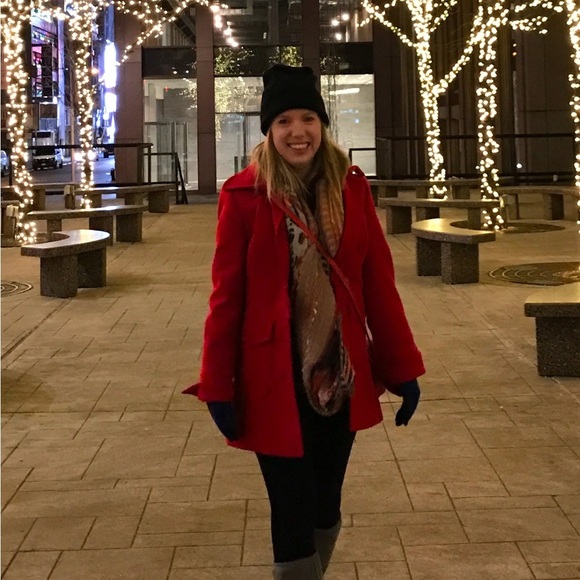 J.Crew Red Wool Pea Coat – Size 4 - Picture 1 of 6